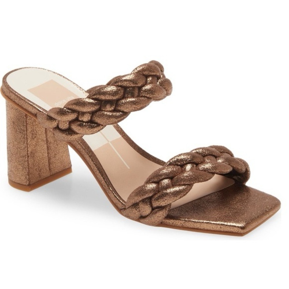 DOLCE VITA Paily Heels sz 8.5‎ 8 1/2 Copper Brown Shimmer Metallic Sandals Shoes